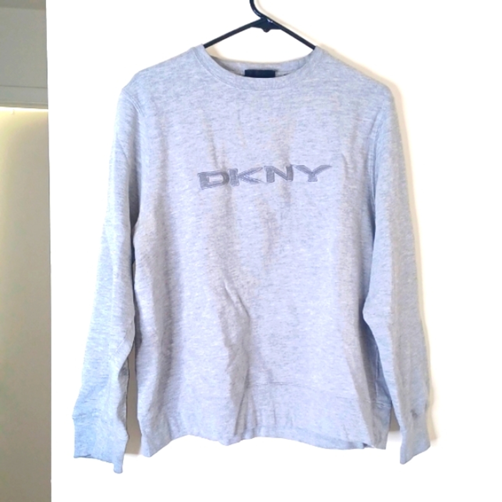 Vintage 90s DKNY Gray Spellout Sweatshirt M